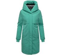 Navahoo Damen Langer Mantel warme Winterjacke mit Kapuze und magnetischen Knöpfen Domingaa 14 Crystal Green Gr. 3XL