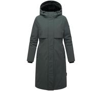 Navahoo Damen Langer Mantel warmer Parka mit großer Kapuze und magnetischen Details Eismelodie 14 Stone Green Gr. S