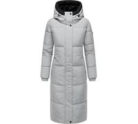 Navahoo Damen langer Wintermantel warmer Steppmantel mit 2-Wege-Reißverschluss und verstellbarer Kapuze Taublüte XIV Grey Gr. 3XL