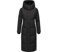 Navahoo Damen langer Wintermantel warmer Steppmantel mit 2-Wege-Reißverschluss und verstellbarer Kapuze Taublüte XIV Black Gr. XS