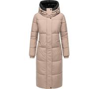 Navahoo Damen langer Wintermantel warmer Steppmantel mit 2-Wege-Reißverschluss und verstellbarer Kapuze Taublüte XIV Taupe Grey Gr. XXL