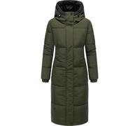 Navahoo Damen langer Wintermantel warmer Steppmantel mit 2-Wege-Reißverschluss und verstellbarer Kapuze Taublüte XIV XS-5XL