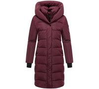 Navahoo Damen Langer Wintermantel warmer Steppmantel mit abnehmbarem Kragen-Einsatz Laubzauber 14 Wine Gr. L