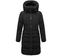 Navahoo Damen Langer Wintermantel warmer Steppmantel mit hohem Kragen und zur Hälfte kuscheligem Fleece-Innenfutter Mondnebel XIV Black Gr. 3XL