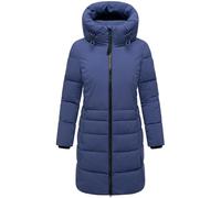 Navahoo Damen Langer Wintermantel warmer Steppmantel mit hohem Kragen und zur Hälfte kuscheligem Fleece-Innenfutter Mondnebel XIV Blue Violet Gr. 4XL