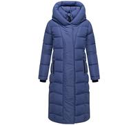 Navahoo Damen Langer Wintermantel warmer Steppmantel mit innenliegenden Rucksackträgern und Magnet-Knöpfen Engelsfeder XIV Blue Violet Gr. S