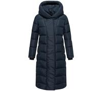 Navahoo Damen Langer Wintermantel warmer Steppmantel mit innenliegenden Rucksackträgern und Magnet-Knöpfen Engelsfeder XIV Navy Gr. L