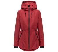 Navahoo Damen leichte wasserdichte Übergangsjacke kurze Jacke mit wasserdichtem Verschluss, Taillenzugkordel und verstellbarer Kapuze Blumentanz 14 Velvet Red Gr. 3XL