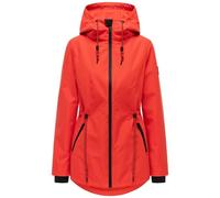 Navahoo Damen leichte wasserdichte Übergangsjacke kurze Jacke mit wasserdichtem Verschluss, Taillenzugkordel und verstellbarer Kapuze Blumentanz 14 Spicy Orange Gr. 3XL