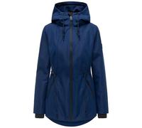 Navahoo Damen leichte wasserdichte Übergangsjacke kurze Jacke mit wasserdichtem Verschluss, Taillenzugkordel und verstellbarer Kapuze Blumentanz 14 Navy Gr. 3XL