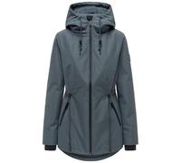 Navahoo Damen leichte wasserdichte Übergangsjacke kurze Jacke mit wasserdichtem Verschluss, Taillenzugkordel und verstellbarer Kapuze Blumentanz 14 Blue Grey Gr. L