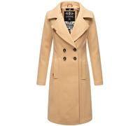 Navahoo Damen Mantel in Wollmantel-Optik langer Trenchcoat mit Reverskragen Wooly Beige Gr. XL