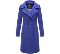 Navahoo Damen Mantel in Wollmantel-Optik langer Trenchcoat mit Reverskragen Wooly Blue Violet Gr. L