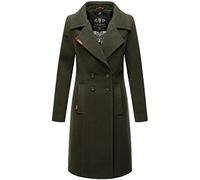 Navahoo Damen Mantel in Wollmantel-Optik langer Trenchcoat mit Reverskragen Wooly Dark Green Gr. 3XL