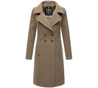 Navahoo Damen Mantel in Wollmantel-Optik langer Trenchcoat mit Reverskragen Wooly Stone Brown Gr. 3XL