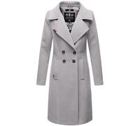 Navahoo Damen Mantel in Wollmantel-Optik langer Trenchcoat mit Reverskragen Wooly Zinc Grey Gr. 3XL