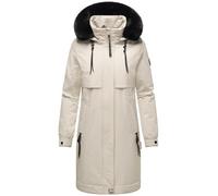 Navahoo Damen Mantel lange warme Winterjacke mit Kunstfell und Kapuze (beides abnehmbar) Kaltwetterretter 14 Pearl Grey Gr. XL