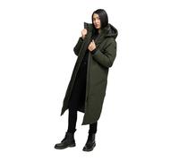 Navahoo Damen Mantel mit magnetischer Abdeckleiste und Rucksackträgern warme Winterjacke Schneewächter 14 Dark Olive Gr. XXL