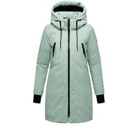 Navahoo Damen modischer Wintermantel warmer Parka mit (abnehmbarer) Kapuze und Rucksackträgern innen Winterzart 14 Smokey Mint Gr. M