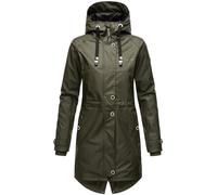 Navahoo Damen Regenjacke mit Kapuze Regenmantel Teddyfutter Wasserdicht [B934-R-Flower-D-Olive-Gr.XS]