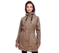 Navahoo Damen Regenjacke mit Kapuze Regenmantel Teddyfutter Wasserdicht [B934-R-Flower-Taupe-Gr.XXL]