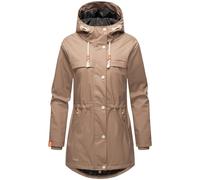 Navahoo Damen Regenmantel Teddyfutter Regenjacke mit Kapuze Wasserdicht [B935-R-Forest-Taupe-Gr.L]