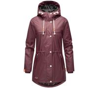 Navahoo Damen Regenmantel Teddyfutter Regenjacke mit Kapuze Wasserdicht [B935-R-Forest-Weinrot-Gr.L]