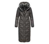 Navahoo Damen Wintermantel Warmer Steppmantel extralang mit Kapuze Waffelchen Anthracite Gr. S