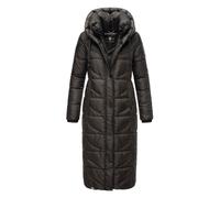 Navahoo Damen Wintermantel Warmer Steppmantel extralang mit Kapuze Waffelchen Black Gr. XL