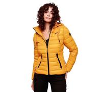 Navahoo Damen Steppjacke XS-XXL leichte Übergangsjacke mit abnehmbarer Kapuze, wasserabweisend, taillierter Schnitt B650 (S,Gelb)