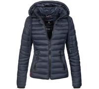 Navahoo Damen Steppjacke XS-XXL leichte Übergangsjacke mit abnehmbarer Kapuze, wasserabweisend, taillierter Schnitt B650 (S,Navy)