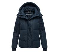 Navahoo Damen Winterjacke warme Steppjacke mit warmem Fleece-Futter und Abnehmbarer Kapuze Zauberlicht 14 Navy Gr. M