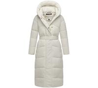 Navahoo Damen Steppmantel Lang Stepp Winterjacke gefüttert Anorak Parka mit Gürtel & Kapuze Eisblick S - XXL (DE/NL/SE/PL, Alphanumerisch, XL, Regular, Regular, Offwhite)