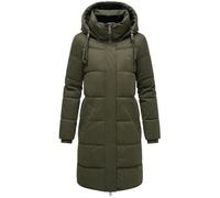 Navahoo Damen Steppmantel warm Wintermantel mit hohem Kragen und abnehmbarer Kapuze Wintertanz 14 Olive Gr. M