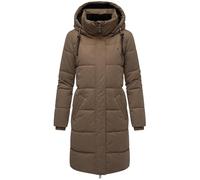 Navahoo Damen Steppmantel warm Wintermantel mit hohem Kragen und abnehmbarer Kapuze Wintertanz 14 Stone Brown Gr. M