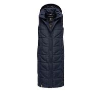 Navahoo Damen Winterjacke warme Steppweste extralang mit Kapuze Brezelchen Navy Gr. XS