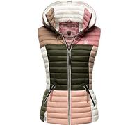 Navahoo Damen Steppweste mit Abnehmbarer Kapuze Colourblocking-Stil Shadaa Multikulti Multicolour Naturals Gr. S