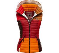Navahoo Damen Steppweste leicht mit Abnehmbarer Kapuze Colourblocking-Stil Shadaa Multikulti XS-3XL