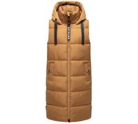 Navahoo Damen Steppweste Stehkragen gefüttert Ärmellose Outdoor Weste mit Kapuze [B942-Schnuff-Camel-Gr.M]
