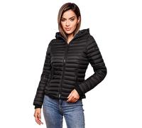 Navahoo Damen Übergangs Stepp Jacke mit Kapuze B348 [B348-Kimuk-Schwarz-Gr.XS]