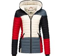 Navahoo Damen Übergangsjacke Colorblocking leichte Steppjacke mit Kapuze Multikulti Multicolour French-Tricoloree Gr. XL