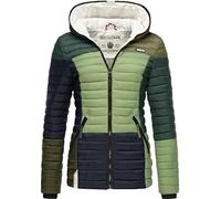 Steppjacke NAVAHOO "Multikulti" Gr. S (36), grün (tannengrün) Damen Jacken Steppjacken stylische Colorblocking Übergangsjacke m. Kapuze (34455432-S)