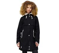 Navahoo Damen Übergangsjacke Herbst Frühling Jacke lang mit Kapuze B998 [B998-Xank-Schwarz-Gr.3XL]