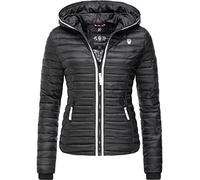 Navahoo Damen Übergangsjacke leichte Steppjacke kurz mit Kapuze Kimuk Prc Schwarz Gr. S