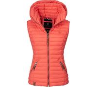 Navahoo Damen Übergangsjacke leichte Steppweste mit Abnehmbarer Kapuze Shadaa Coral Gr. XS