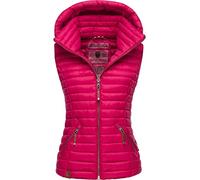 Navahoo Damen Übergangsjacke leichte Steppweste mit Abnehmbarer Kapuze Shadaa Fuchsia Gr. XS