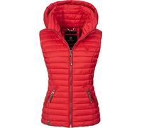Navahoo Damen Übergangsjacke leichte Steppweste mit Abnehmbarer Kapuze Shadaa Rot Gr. XL