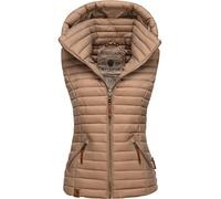 Navahoo Damen Übergangsjacke leichte Steppweste mit Abnehmbarer Kapuze Shadaa Taupe Grey Gr. XS