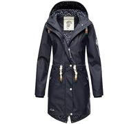 Navahoo Damen Übergangsjacke Regenmantel wasserdichte lange Regenjacke mit verstellbarer Kapuze und geschweißten Nähten Tropical Stormoo Navy Gr. XXL