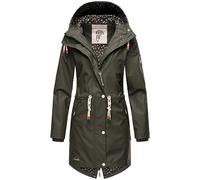 Navahoo Damen Übergangsjacke Regenmantel wasserdichte lange Regenjacke mit verstellbarer Kapuze und geschweißten Nähten Tropical Stormoo Oliv Gr. XS